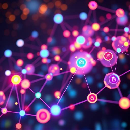 Abstract image representing the future of e-learning with interconnected digital icons.